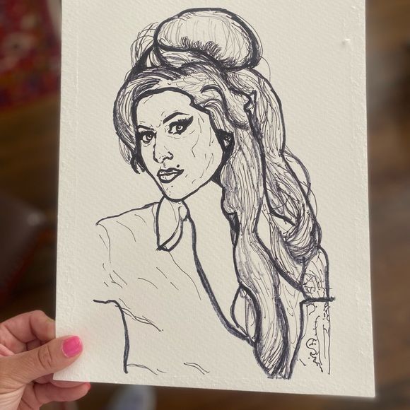 Amy winehouse black ink sketch print 8.5x11 in signed and numbered - Picture 5 of 6